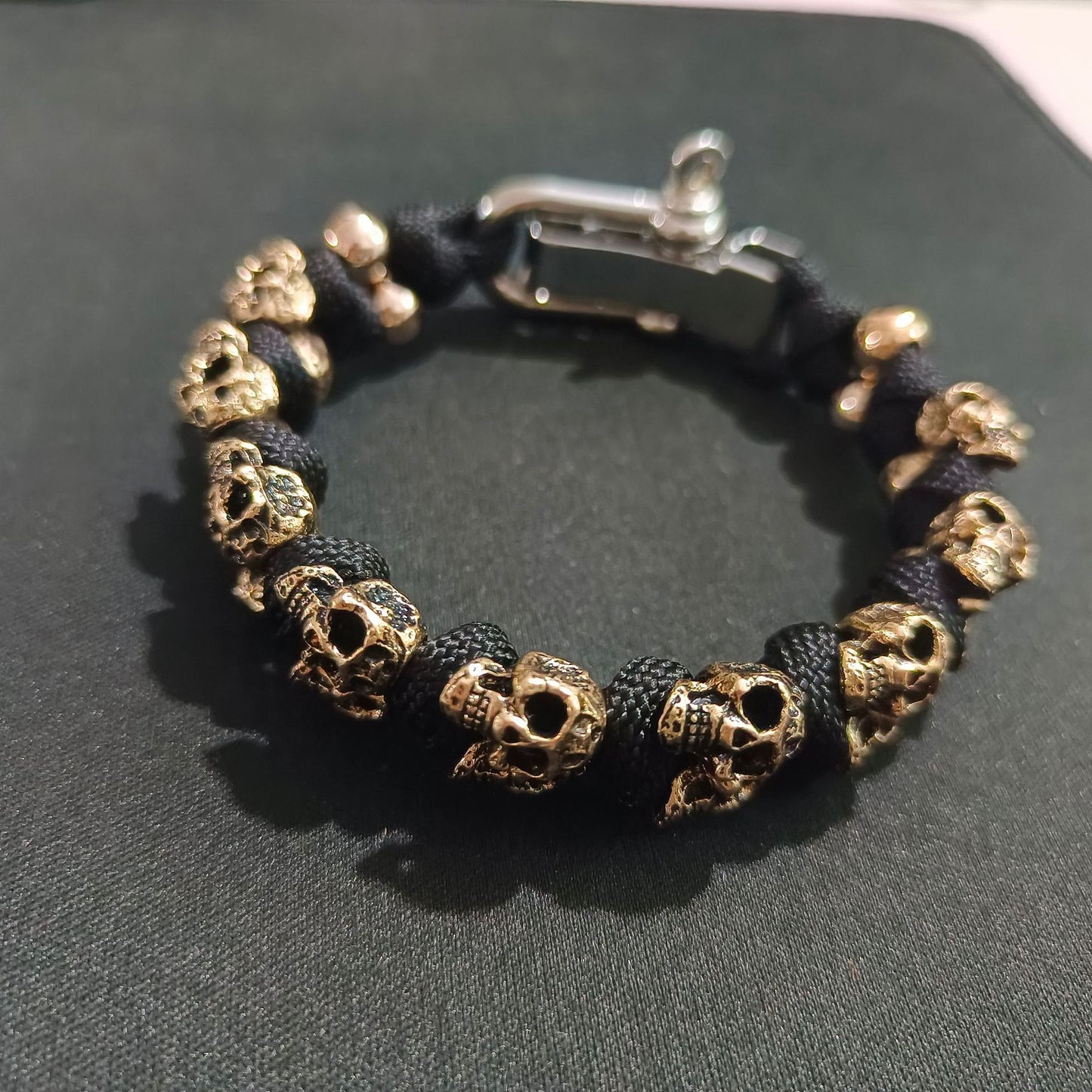 Dark Vintage Style Statement Ancient Gold Color Skull Charm Bracelet. Badass skull bracelets. Badass skull Accessories.