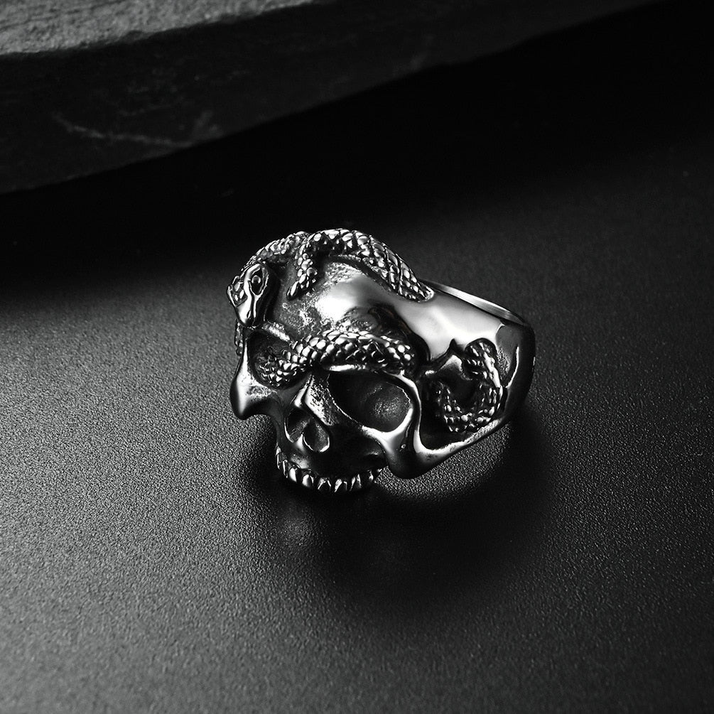 Stainless Steel Punk Rock Biker Skull Ring. Badass skull men ring. Badass skull jewelry.