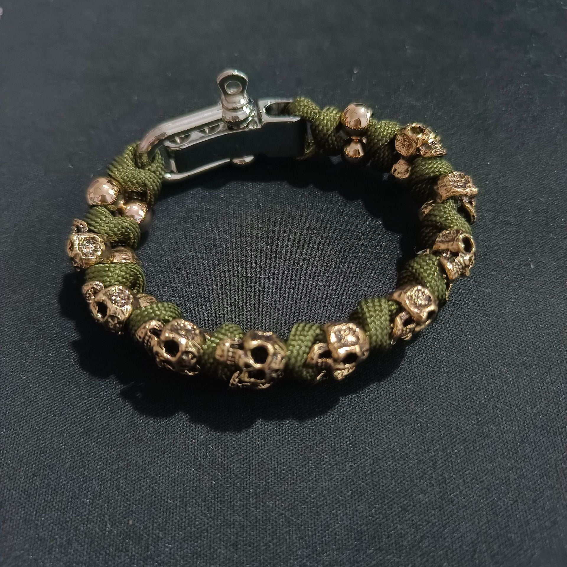 Dark Vintage Style Statement Ancient Gold Color Skull Charm Bracelet. Badass skull bracelets. Badass skull Accessories.