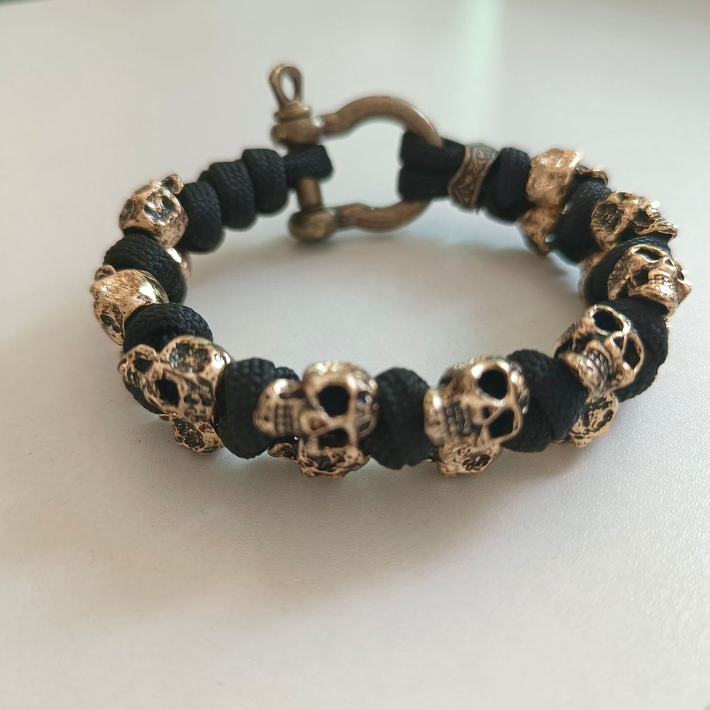 Dark Vintage Style Statement Ancient Gold Color Skull Charm Bracelet. Badass skull bracelets. Badass skull Accessories.