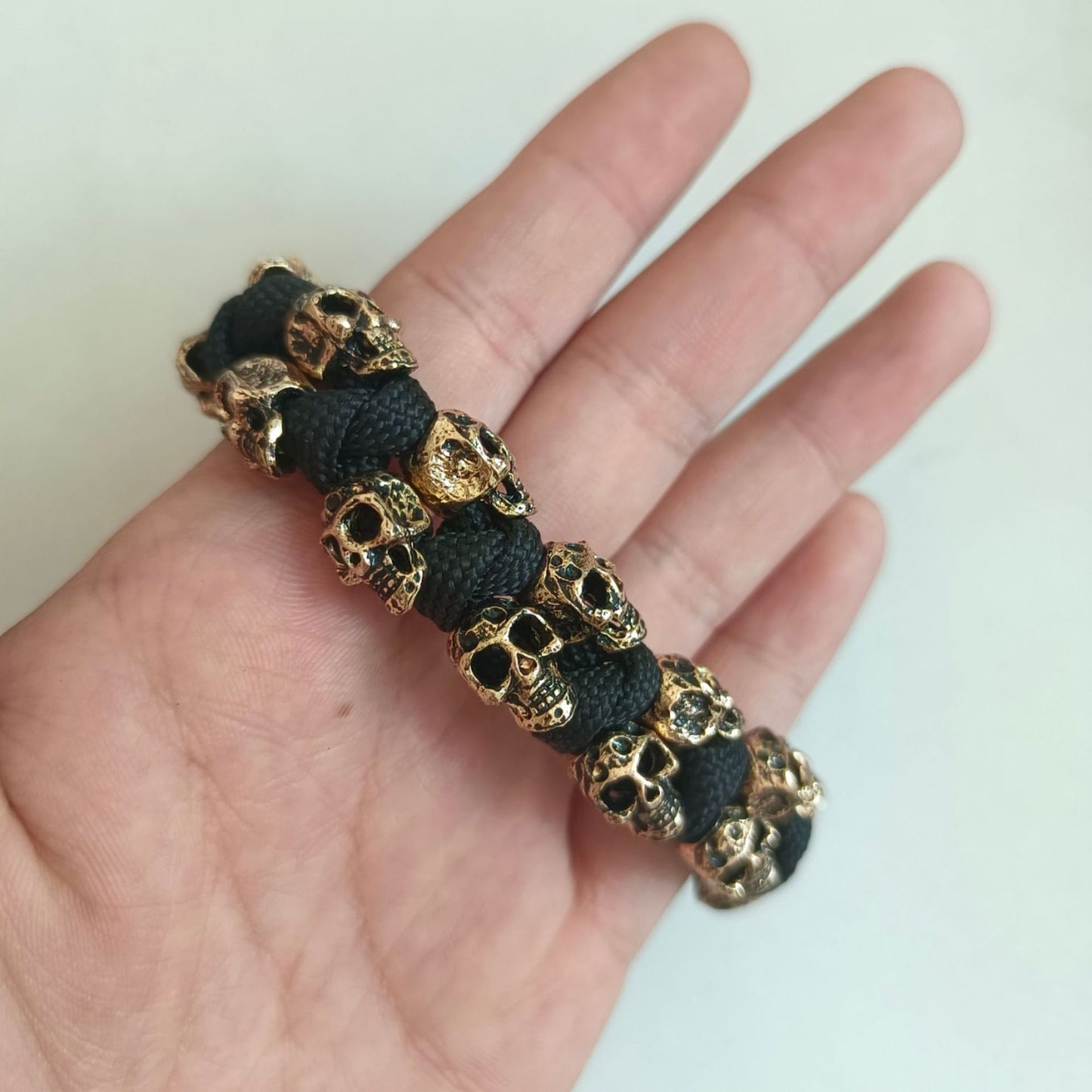 Dark Vintage Style Statement Ancient Gold Color Skull Charm Bracelet. Badass skull bracelets. Badass skull Accessories.