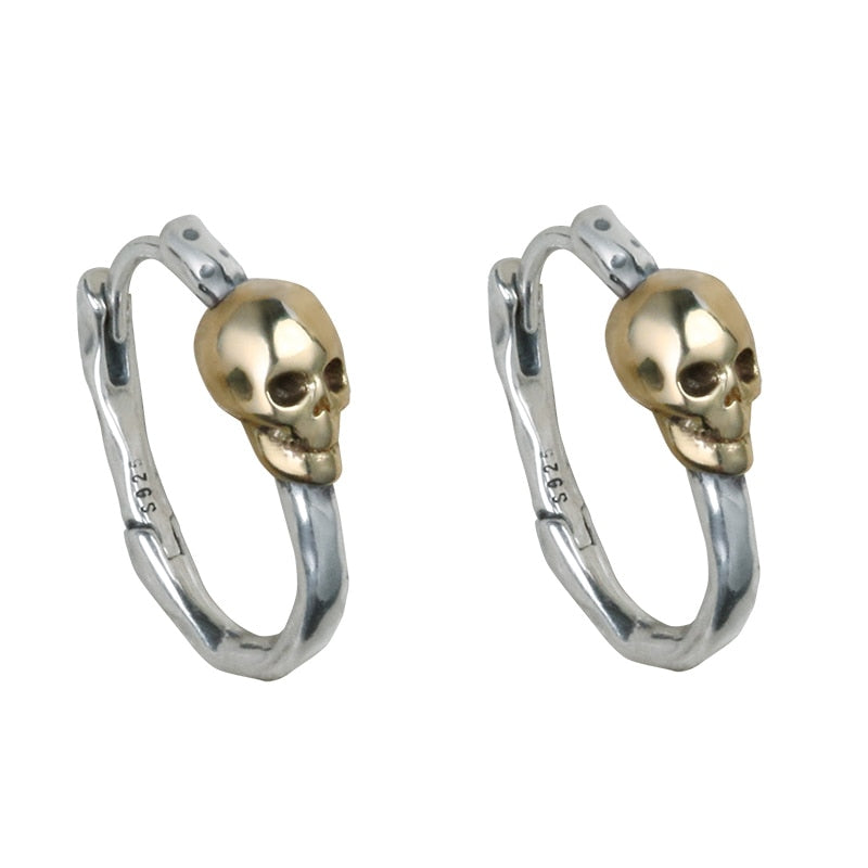 Korean Pure 925 Sterling Silver Skull Earrings. Badass skull jewelry. badass skull accessories.