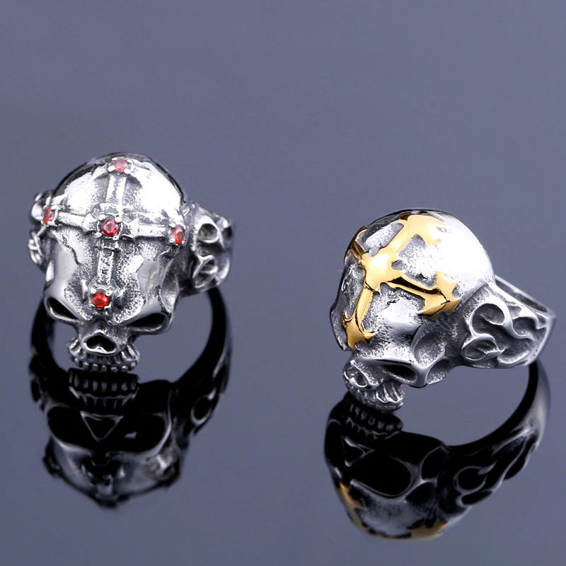 Stainless Steel Cross Skull Ring. Badass skull ring for men. Cool gift for cool man. Badass gift for bikers. Badass jewelry. Badass biker skull jewelry. Badass skulll accessories. Badass gift for badass. Badass skull accessories. Badass skull jewelry. Christmas gift for badass. Christmas gift for bikers. Christmas gifts for tattoo artists. 