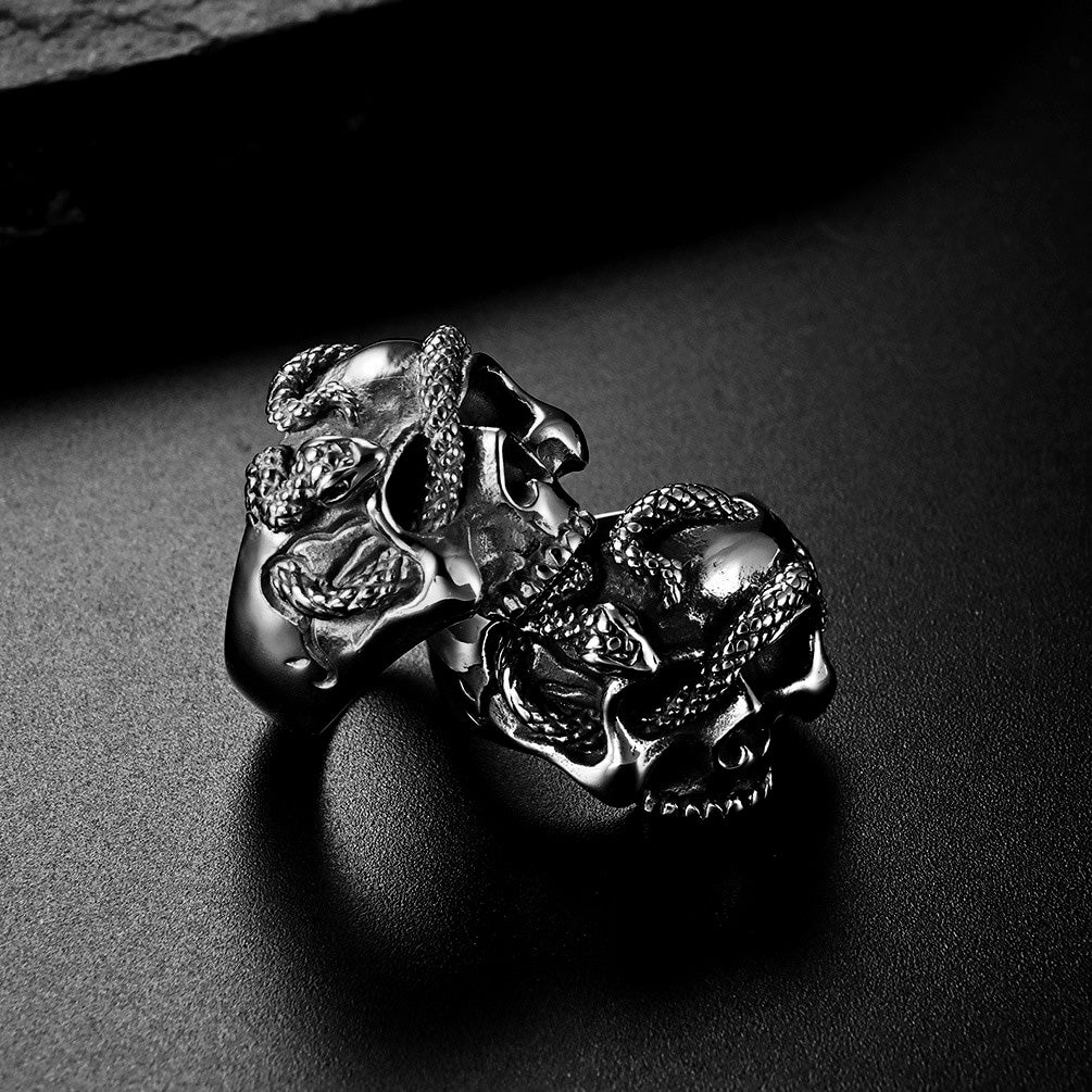 Stainless Steel Punk Rock Biker Skull Ring. Badass skull men ring. Badass skull jewelry.