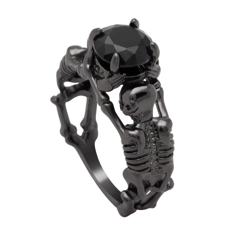 Black Ghost Evil Skull Skeleton Hand CZ Rings