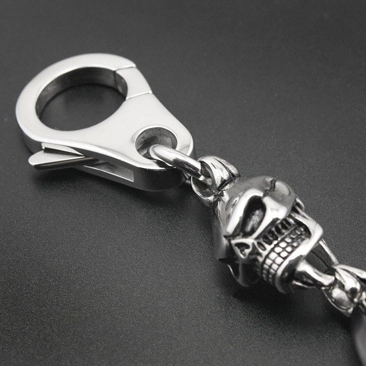 Unique Stainless Steel Skull Biker Rocker Punk Keychain