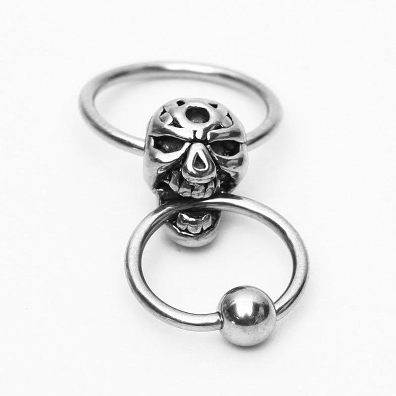 1 pc Titanium Captive Hoop Skull Ring