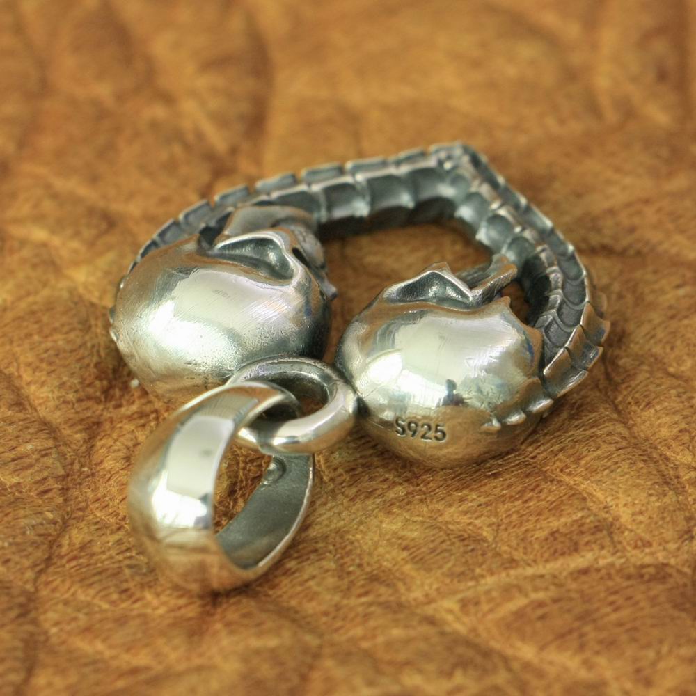 Handmade 925 Silver Couple Love Heart Necklace Pendant