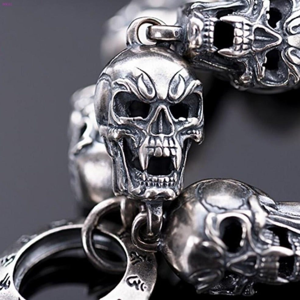 High Quality 925 Silver Bracelet Evil Skull Bracelet