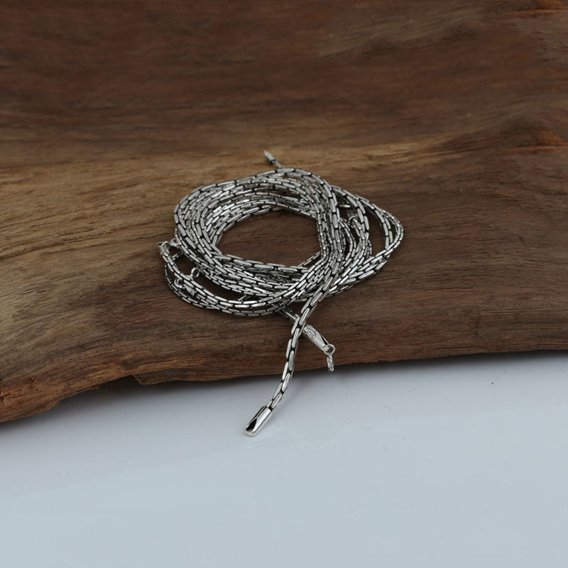 925 Silver Cross Bamboo Chain Necklace