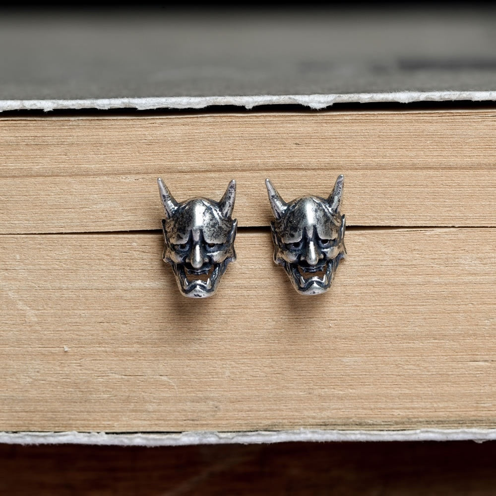 Vintage Demon Skull Stud Earrings