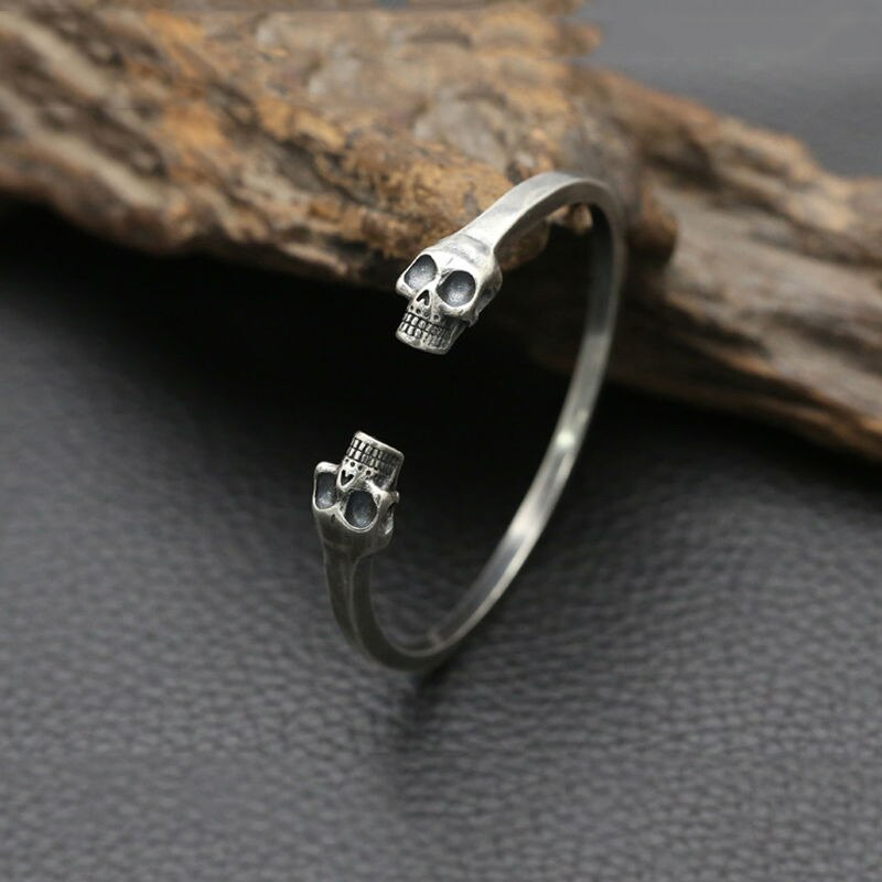 925 Sterling Silver Skull Ring and Bracelet Bangle