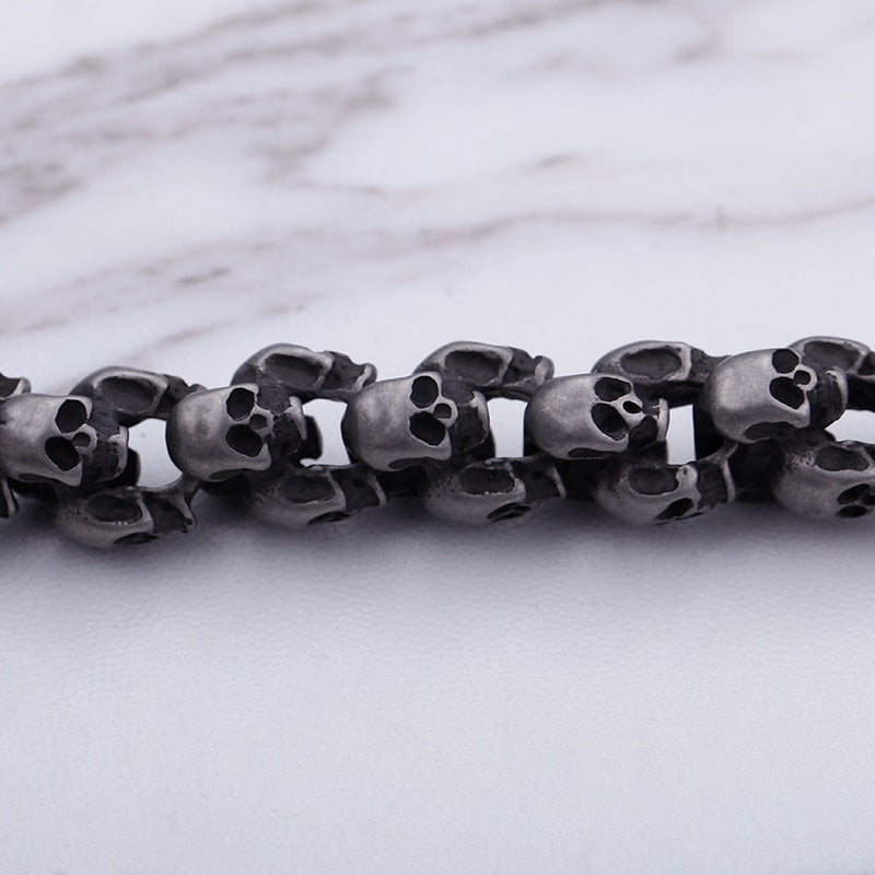 55~70cm Long Stainless Steel Skull Necklace For Men