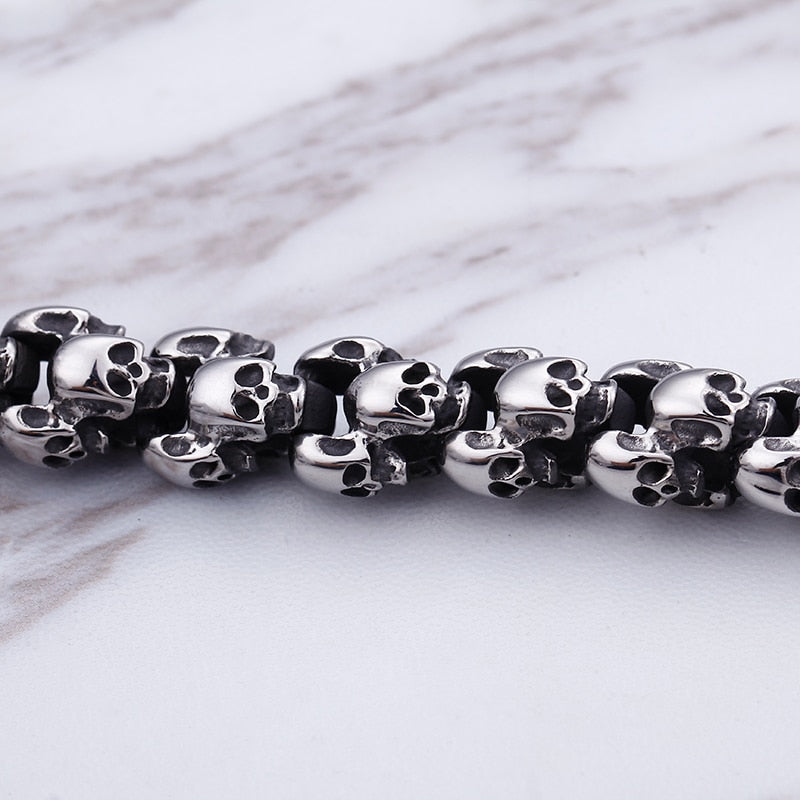 55~70cm Long Stainless Steel Skull Necklace For Men