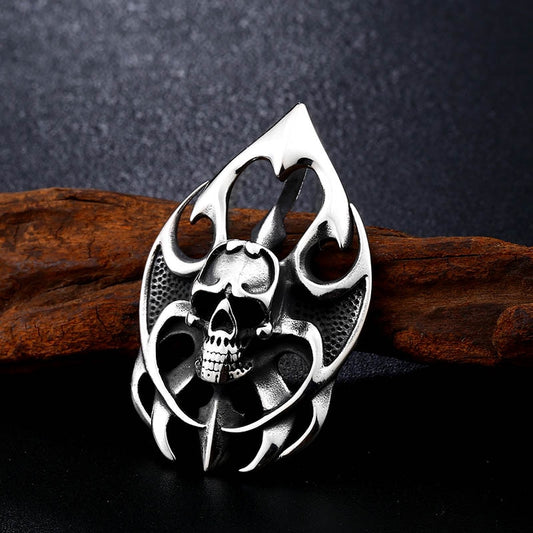 Fire Biker Skull Pendant