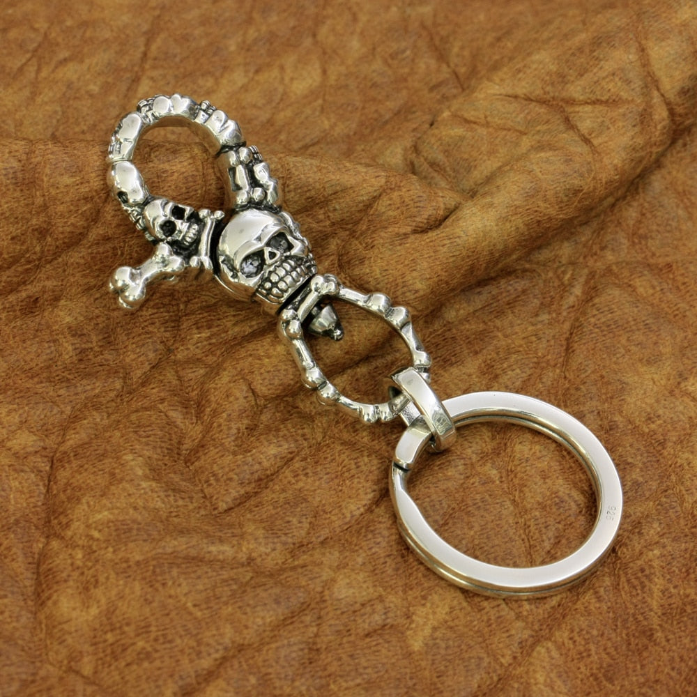 925 Sterling Silver Handcrafted Biker Skull Key Rings – Sunken Skull