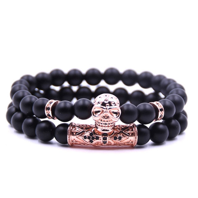 Natural Stone Beads Skull Bracelets