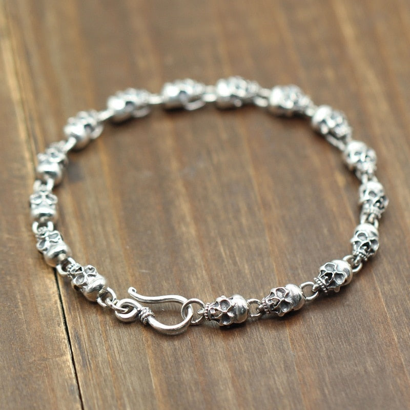 Handcrafted 925 Sterling Silver Decent Skull Bracelet