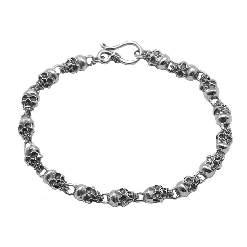 Handcrafted 925 Sterling Silver Decent Skull Bracelet