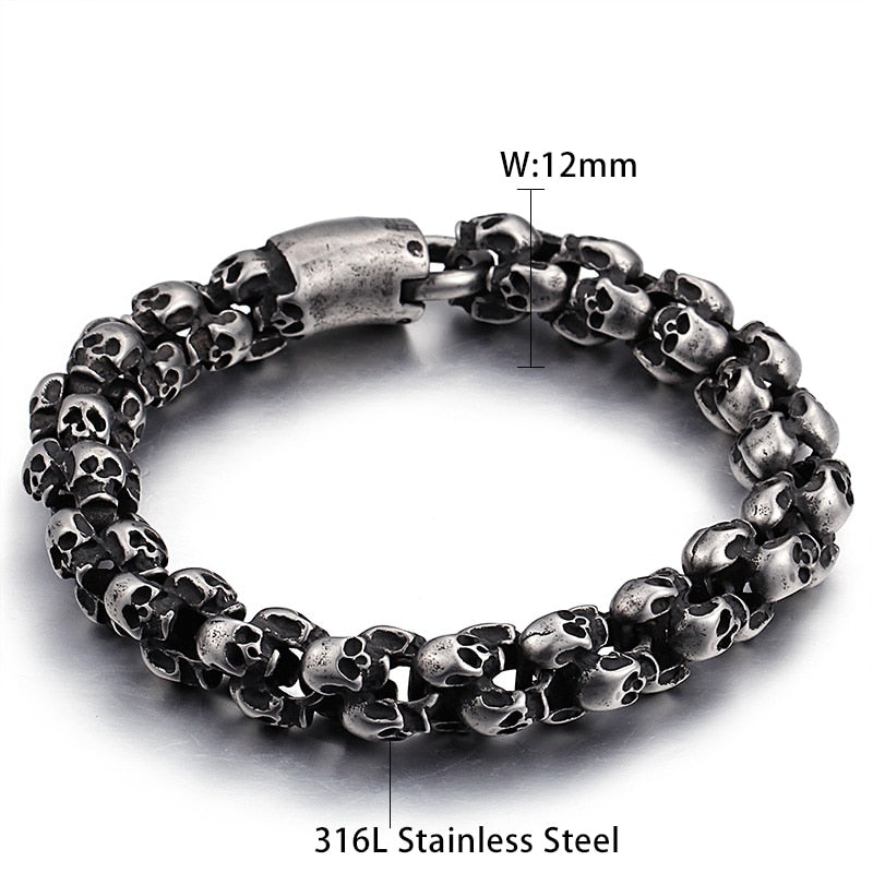 High Quality Stainless Steel Punk Rock Skull Bracelet