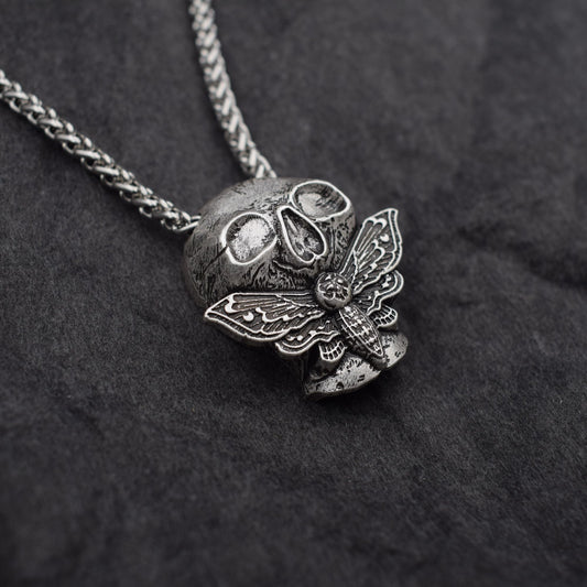 Dead Moth Skull Pendant Necklace