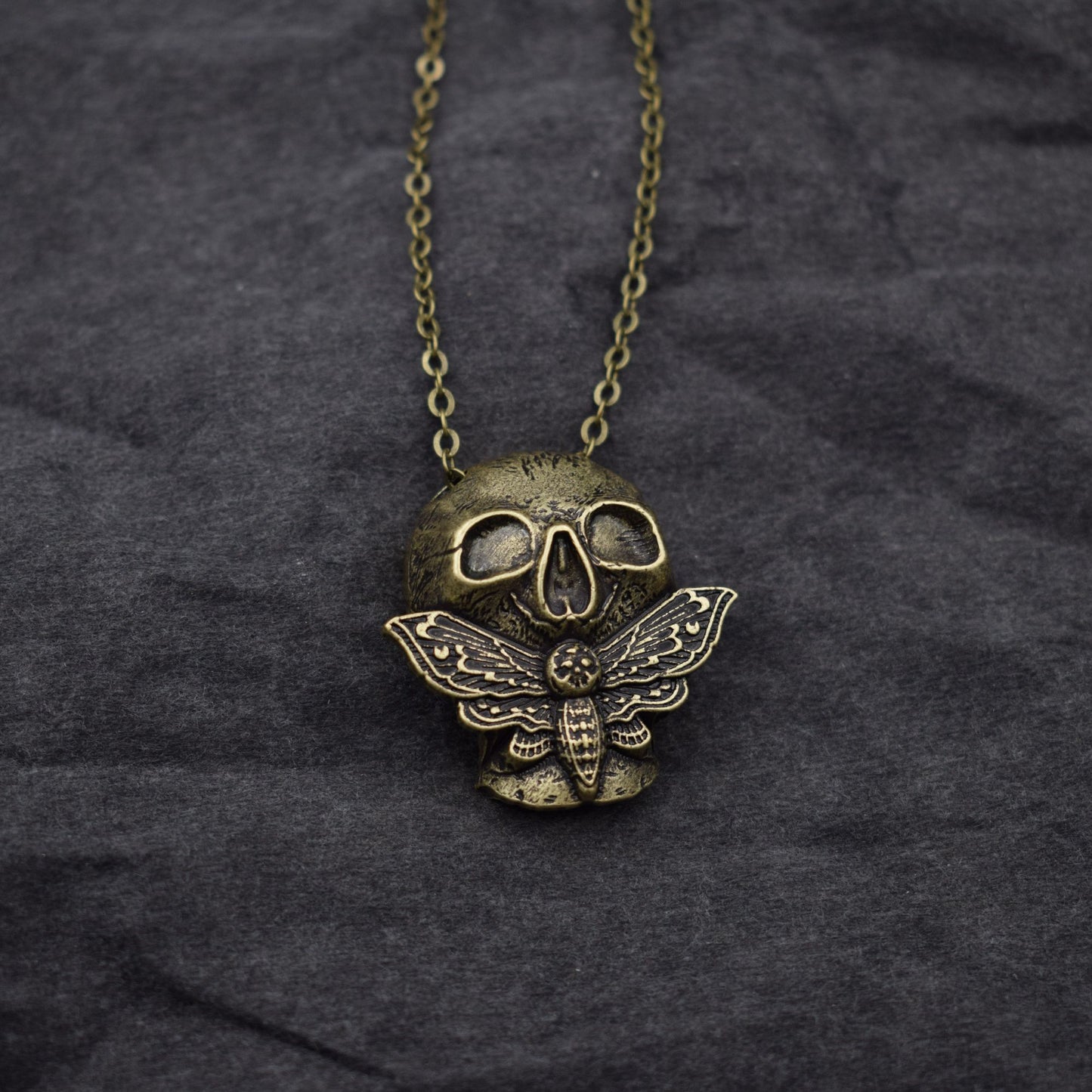 Dead Moth Skull Pendant Necklace