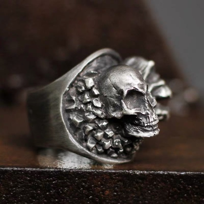 Vintage Stainless Steel Transforming Skull Ring