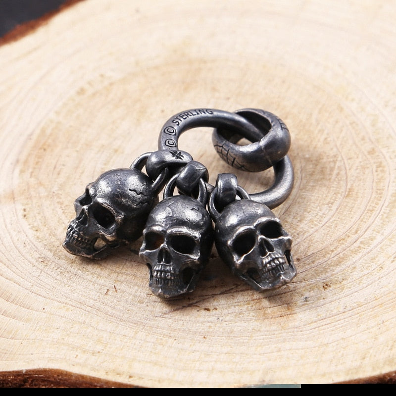 925 Sterling Silver Black Skull Pendant