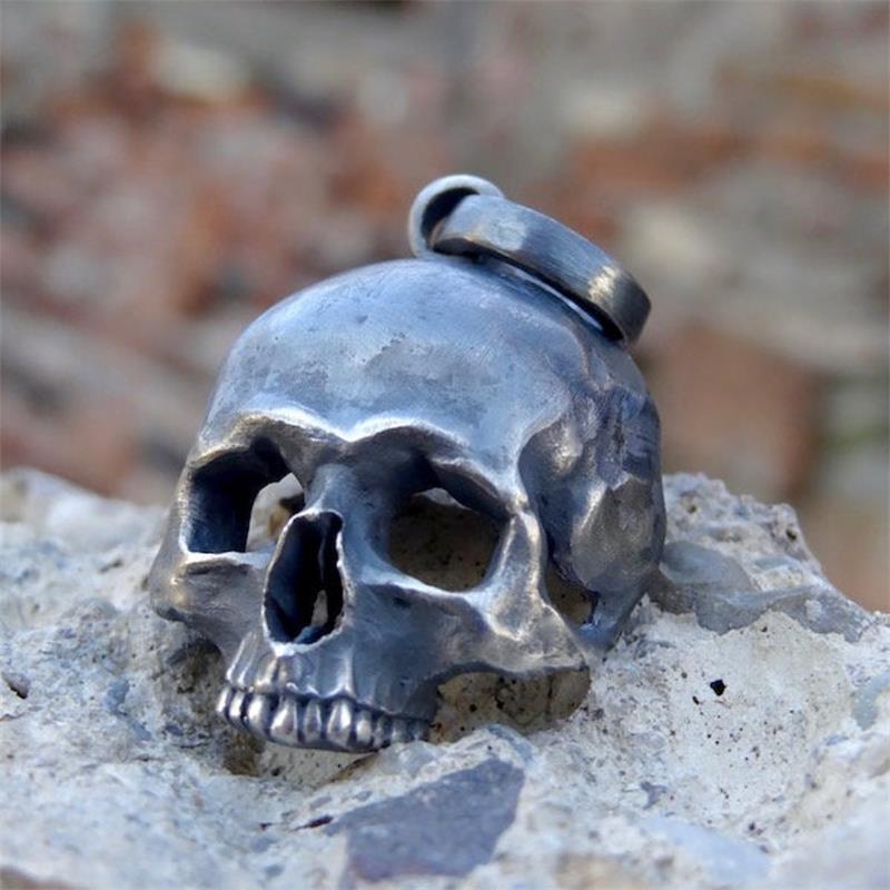 Unique 316L Stainless SteelBlack Skull Pendant Necklace