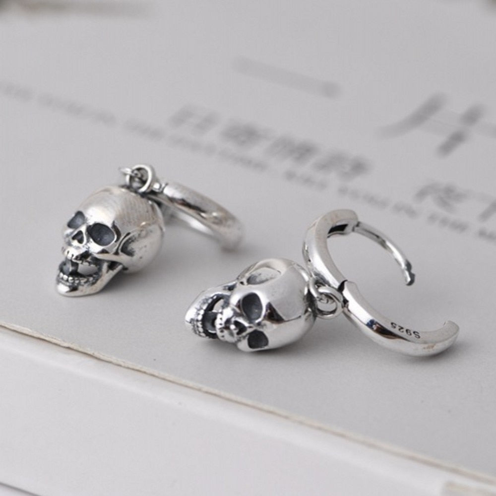 925 Pure Silver Evil Laughing Skull Earrings