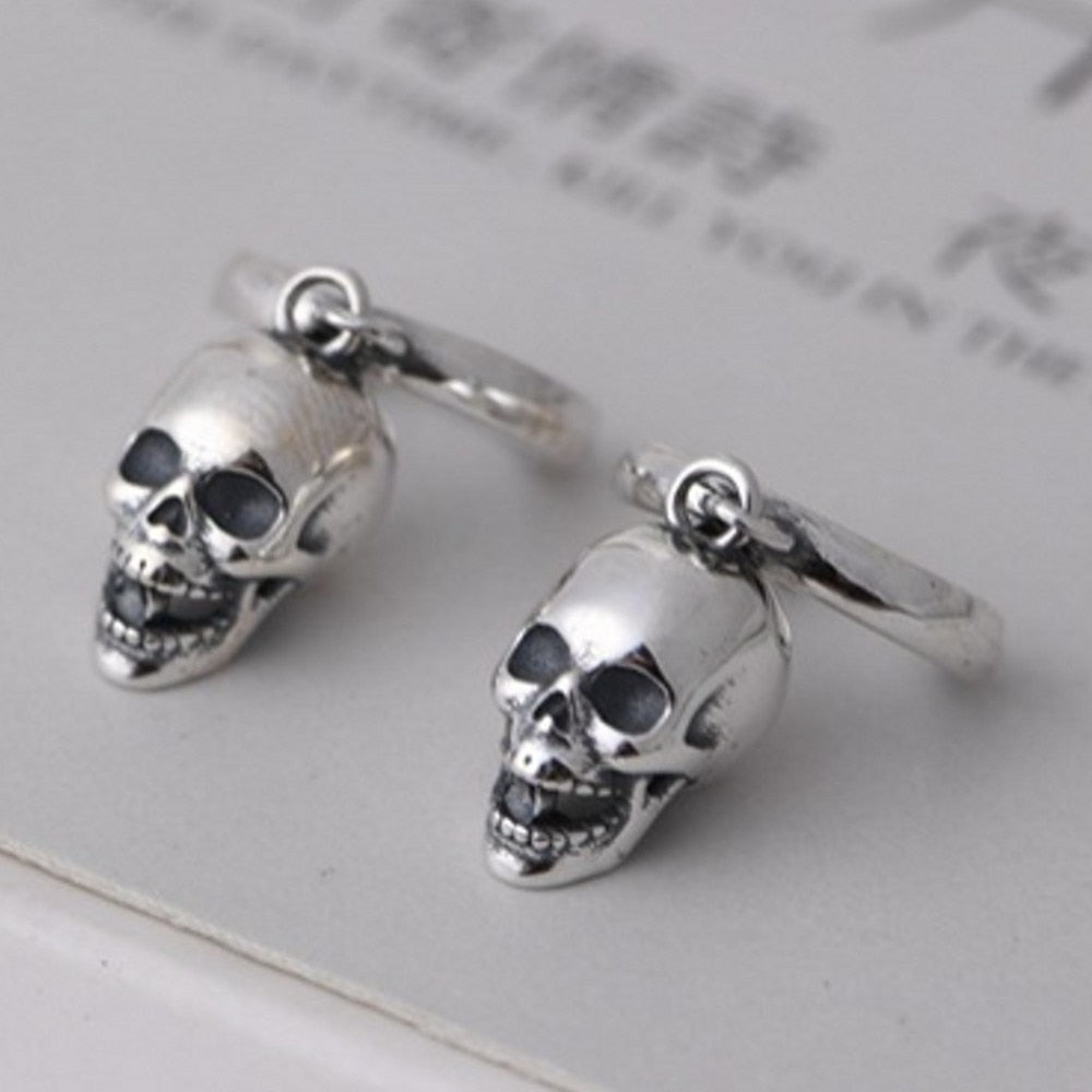 925 Pure Silver Evil Laughing Skull Earrings