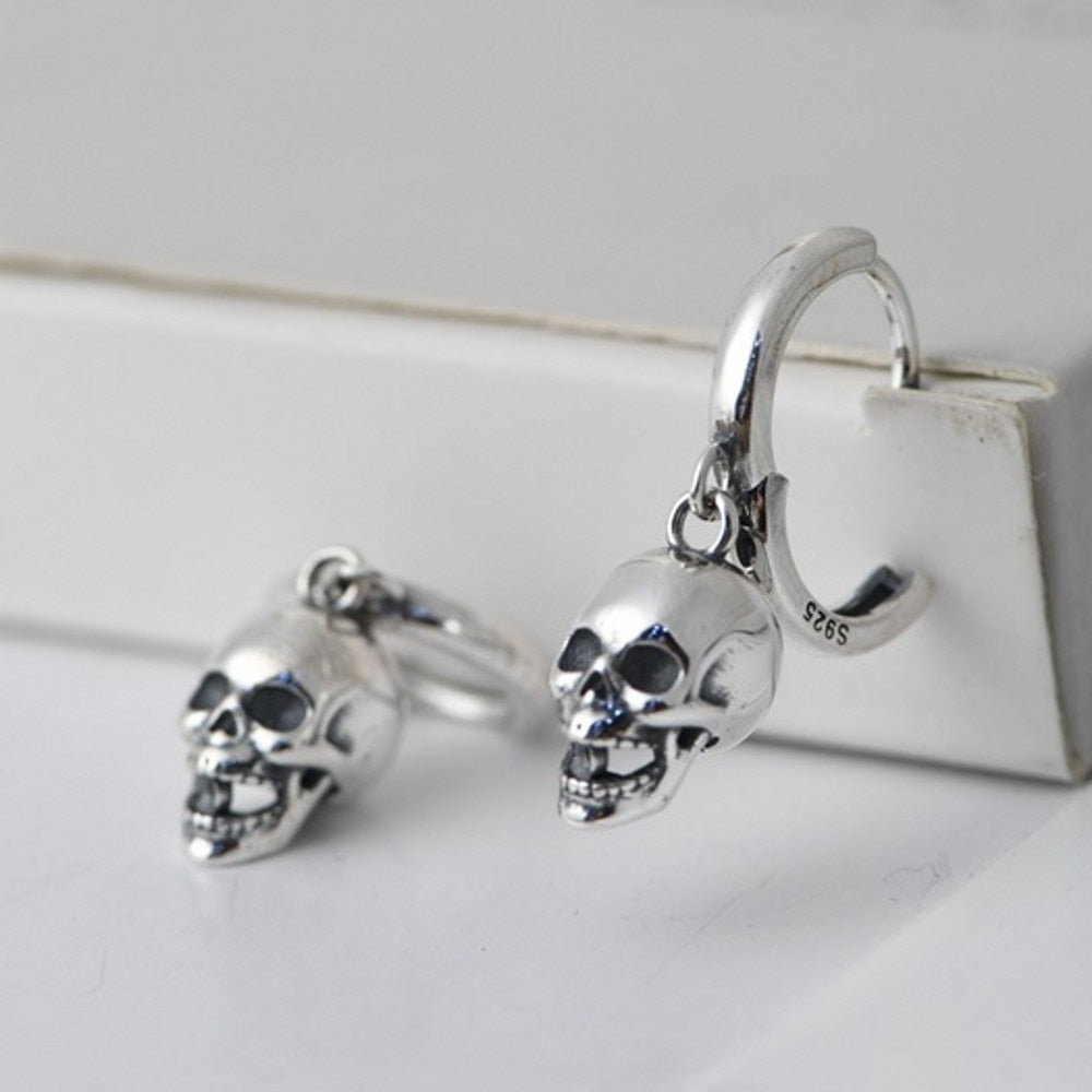 925 Pure Silver Evil Laughing Skull Earrings