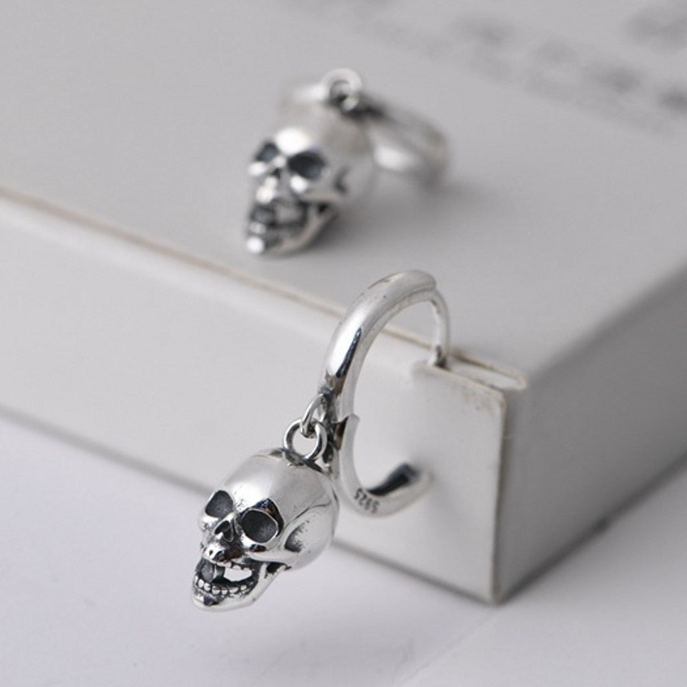 925 Pure Silver Evil Laughing Skull Earrings