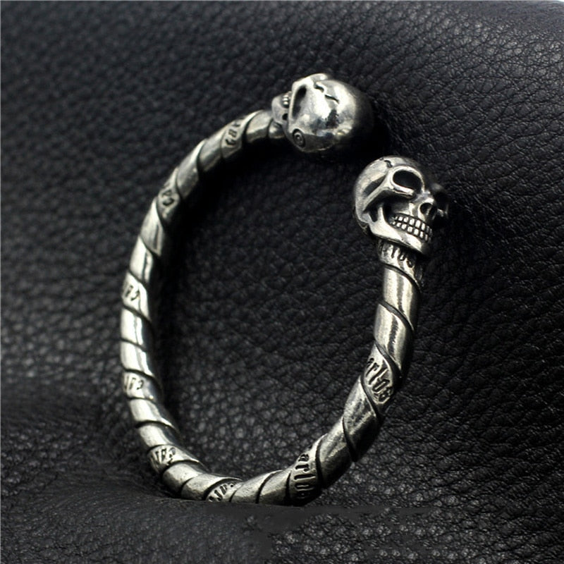 Handmade 925 Silver Rock Skull Cuff Bangle