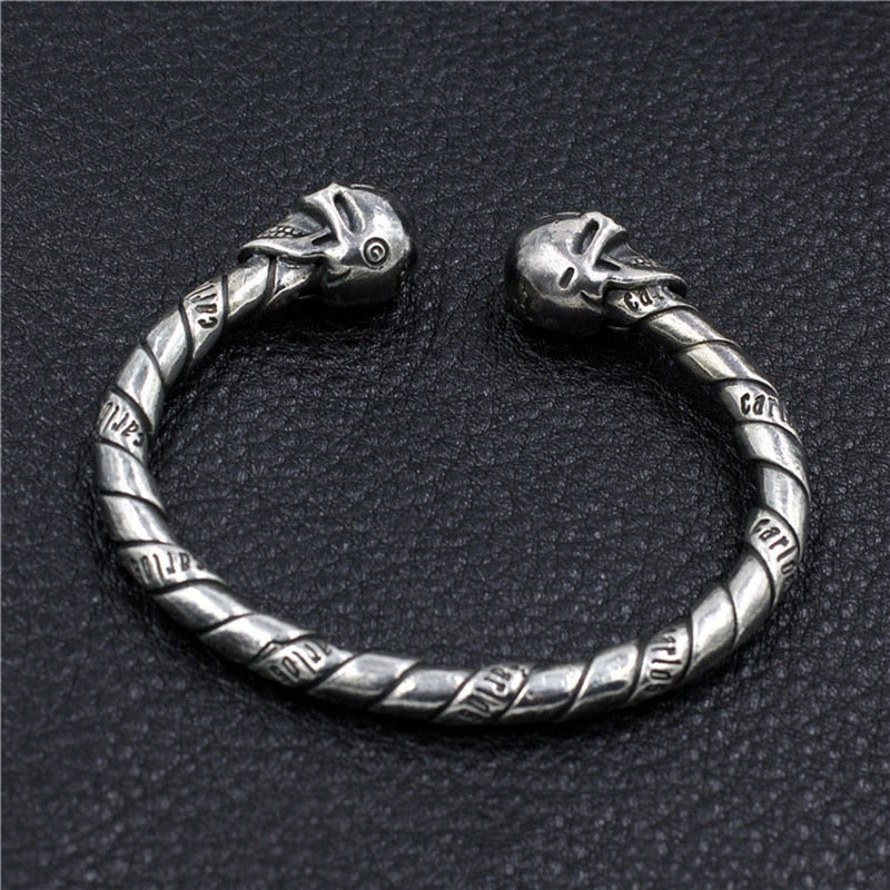 Handmade 925 Silver Rock Skull Cuff Bangle