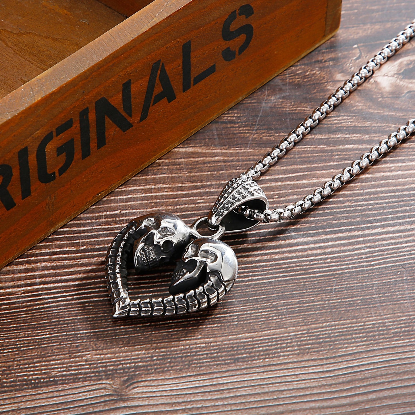 316L Stainless Steel Skull Couple Pendant Necklace