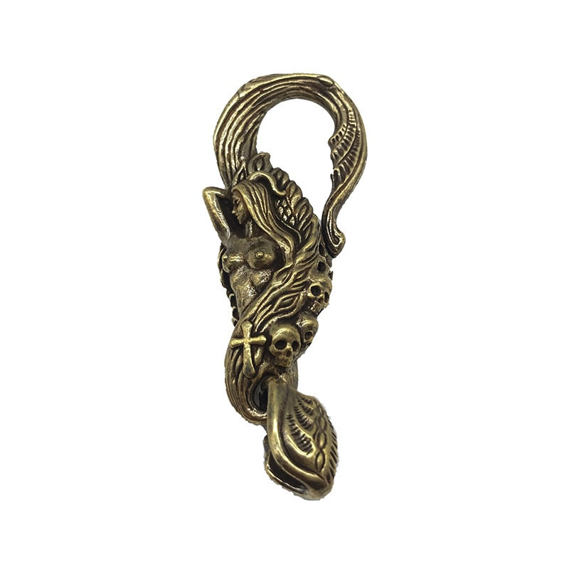 Pure Brass Mermaid Skull Hook