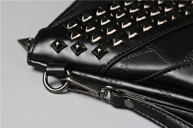 Men Rivet Day Clutches Skull Messenger Bag