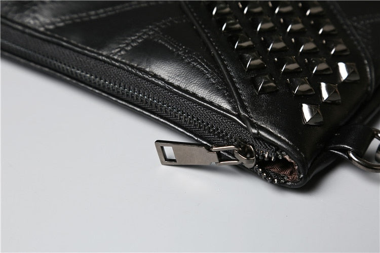 Men Rivet Day Clutches Skull Messenger Bag