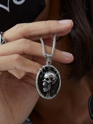 Gothic Skull Cross Pendant Necklace