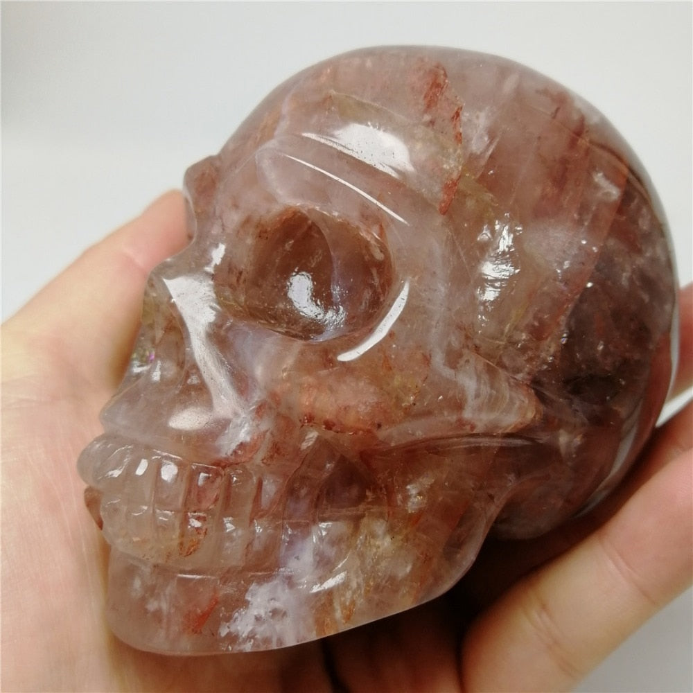 Natural Rose Quartz Crystal Skull