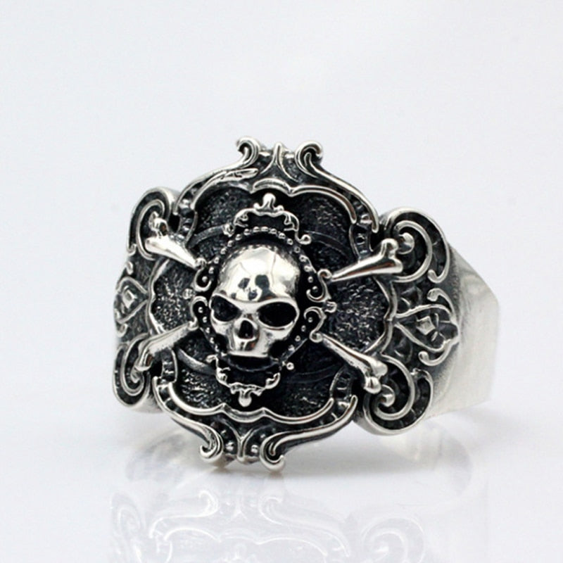 Resizable 925 Sterling Silver Pirate Skull Ring