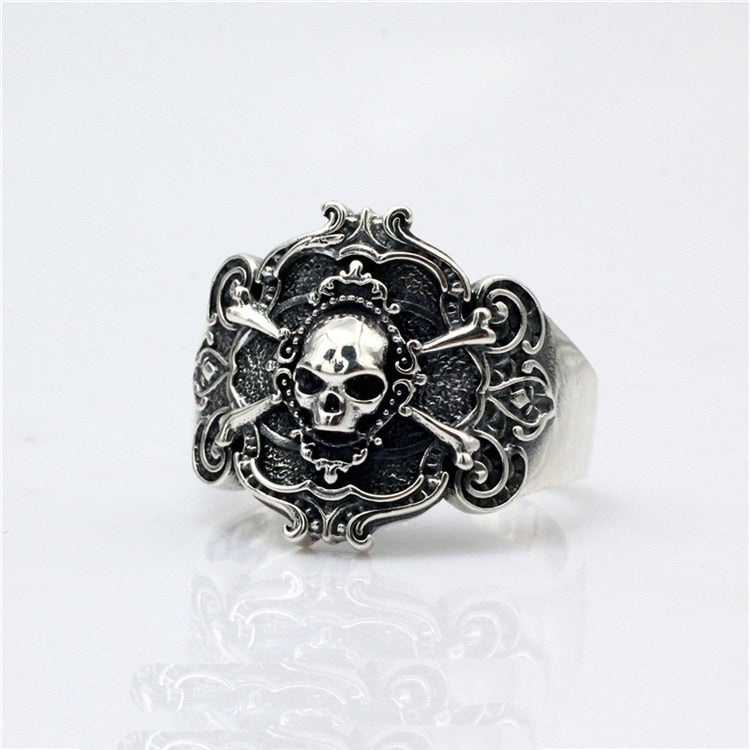 Resizable 925 Sterling Silver Pirate Skull Ring