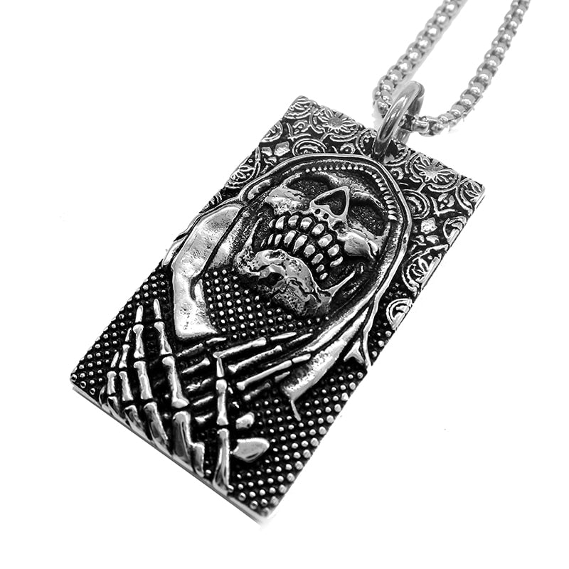 3D Skull Dog Tag Pendant Necklaces