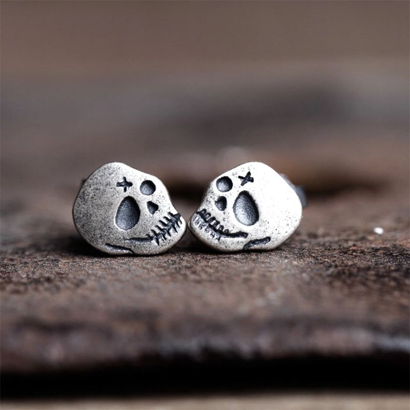 925 Sterling Silver X Gothic Skull Earrings