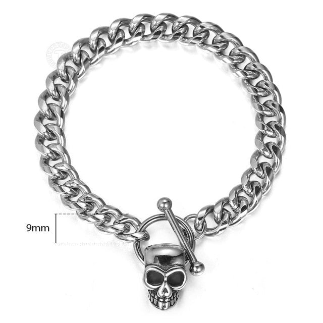 Punk Gothic Skull Charm Necklace and Bracelet