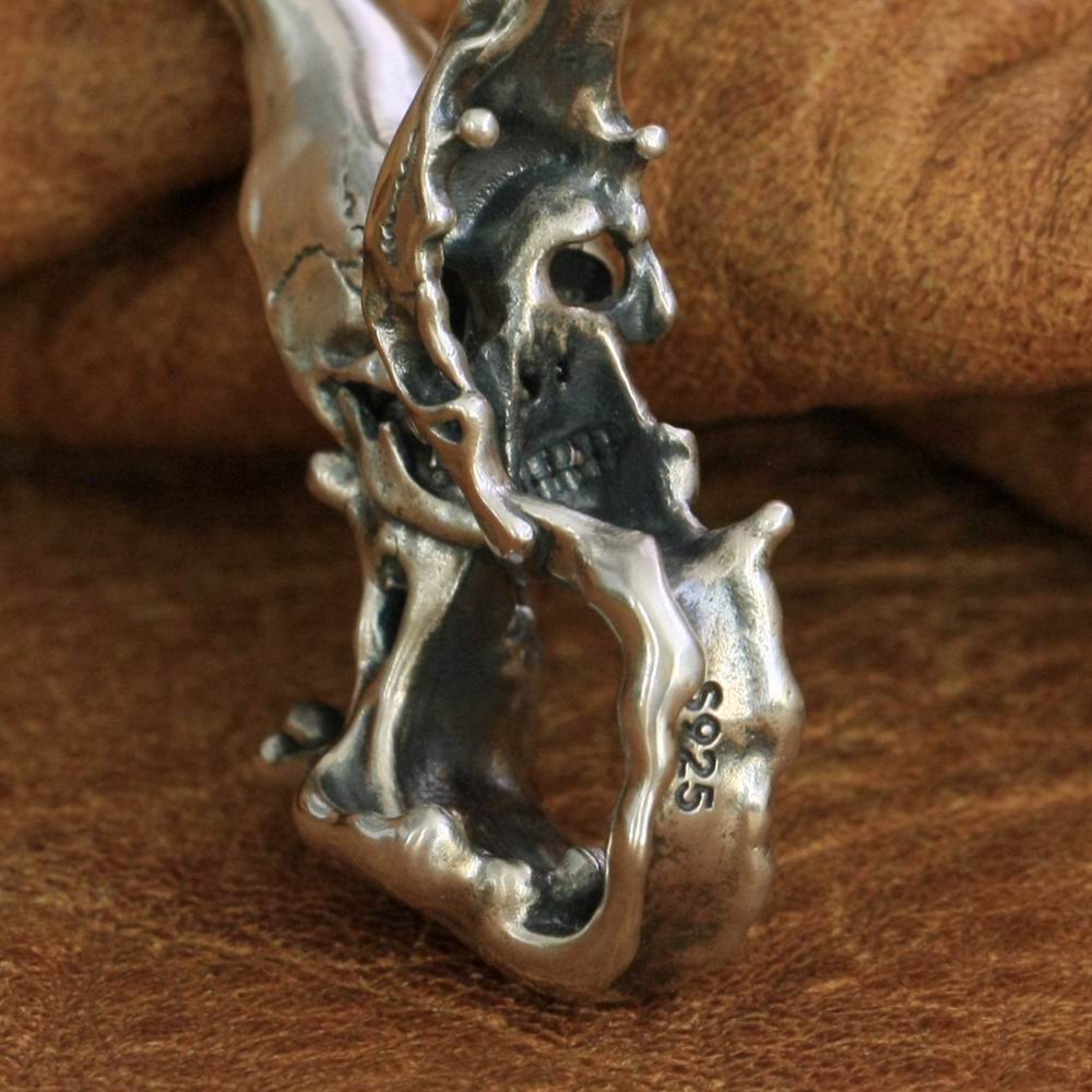 925 Sterling Silver Kissing Skull Pendant