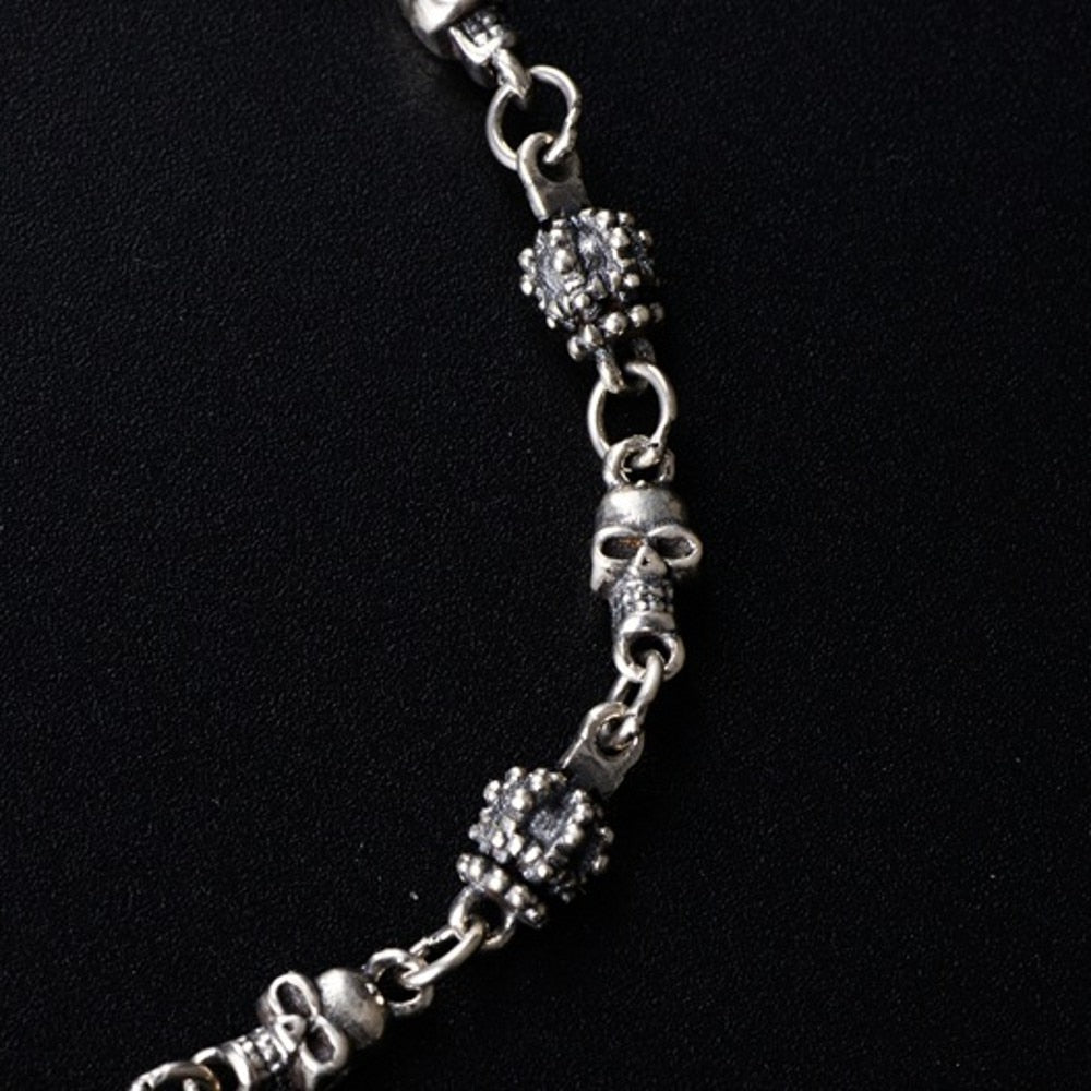 925 Sterling Silver Hipstar Skull Crown Bracelet