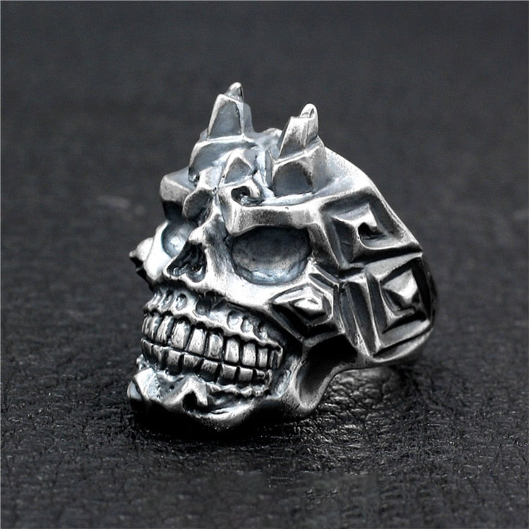 Fighter Carved Skull Ring - Badass Skull Ring