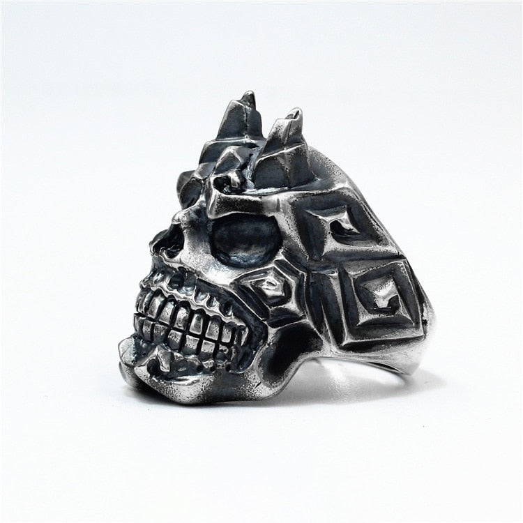 Fighter Carved Skull Ring - Badass Skull Ring